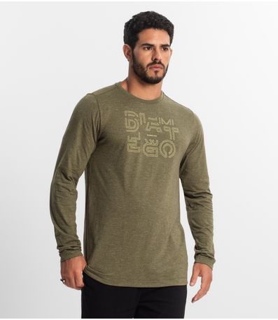 Camiseta Masculina Manga Longa Diametro Verde