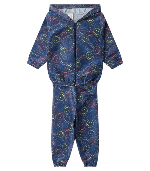 Conjunto Corta Vento Infantil Com Capuz Kappes Azul