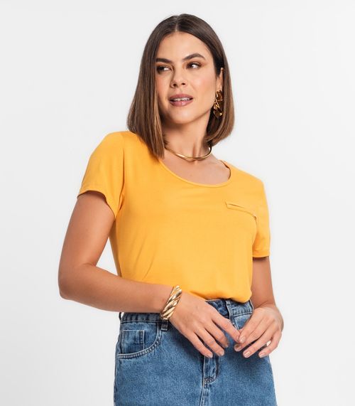 Blusa Feminina Viscotorcion Básica Rovitex Amarelo