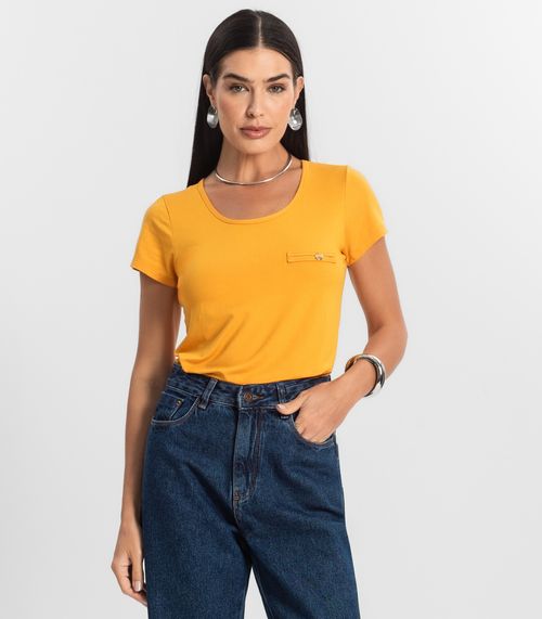 Blusa Feminina Viscotorcion Básica Rovitex Amarelo