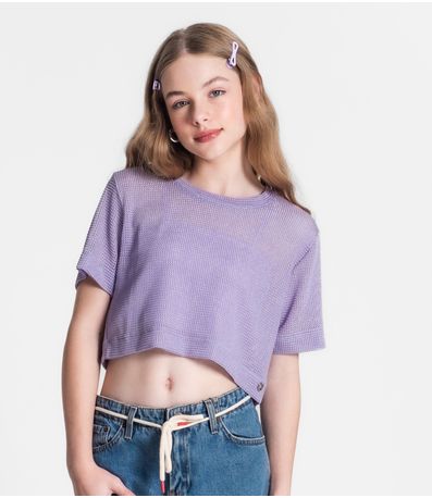 Blusa Juvenil Feminina Com Sobreposição Minty Roxo