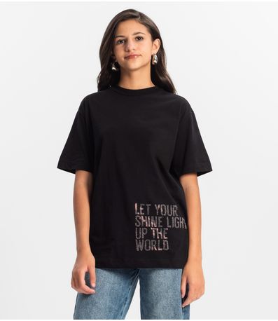 T- shirts Oversized Juvenil Feminina Minty Preto