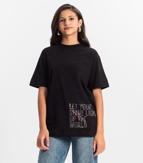 T- shirts Oversized Juvenil Feminina Minty Preto