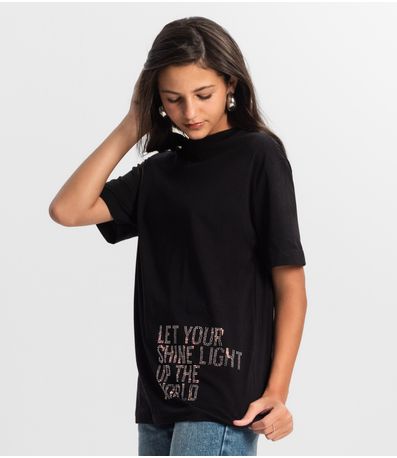 T- shirts Oversized Juvenil Feminina Minty Preto