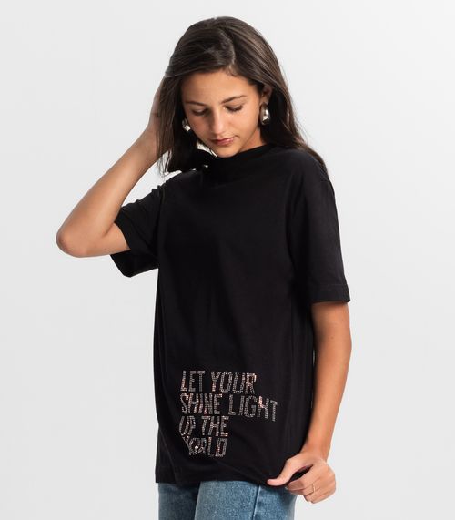 T- shirts Oversized Juvenil Feminina Minty Preto