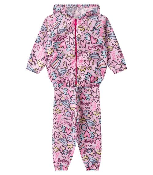 Conjunto Corta Vento Menina com Capuz Kappes Rosa