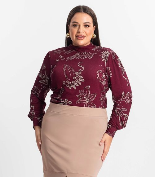 Blusa Manga Longa Feminina Plus Size Secret Glam Vermelho