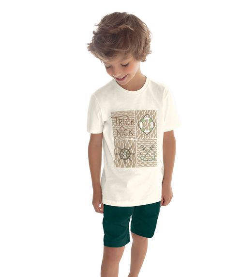 Bermuda Infantil Masculina Sarja Trick Nick Verde