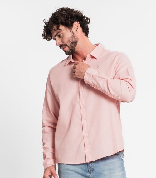 Camisa Manga Longa Fio Tinto Diametro Rosa