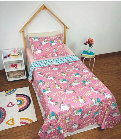 Cobre Leito Dupla Face Infantil Lepper Rosa
