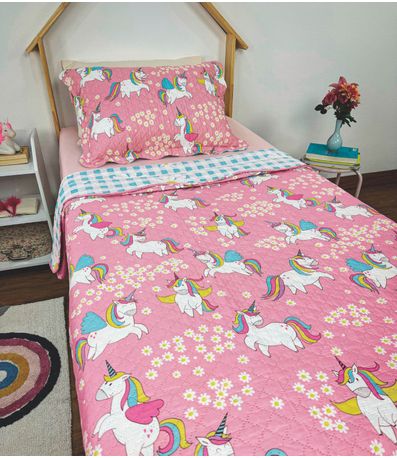 Cobre Leito Dupla Face Infantil Lepper Rosa