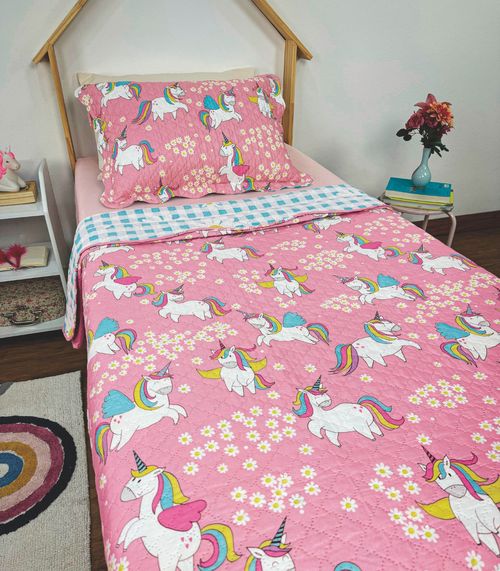 Cobre Leito Dupla Face Infantil Lepper Rosa