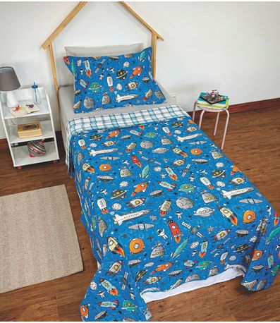 Cobre Leito Dupla Face Infantil Lepper Azul