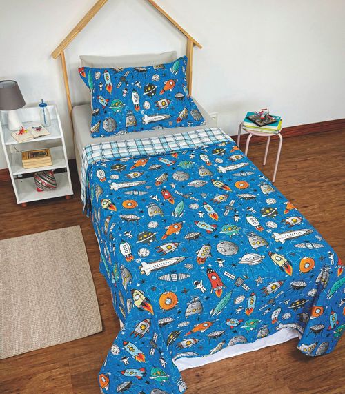 Cobre Leito Dupla Face Infantil Lepper Azul