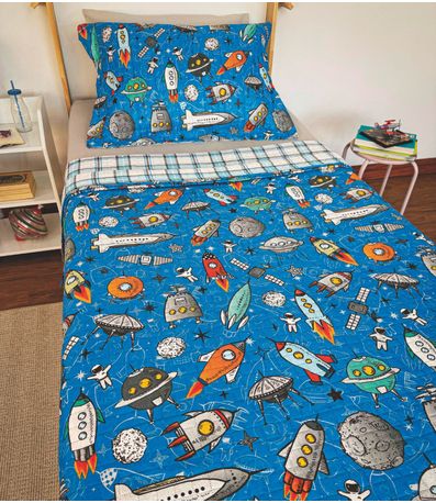 Cobre Leito Dupla Face Infantil Lepper Azul