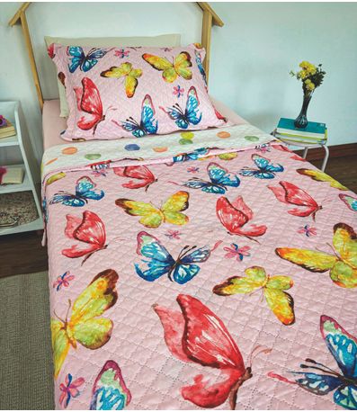 Cobre Leito Dupla Face Infantil Lepper Rosa