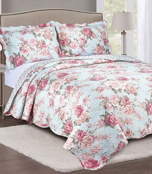 Jogo De Colcha Evolution Patchwork Casal Camesa Azul