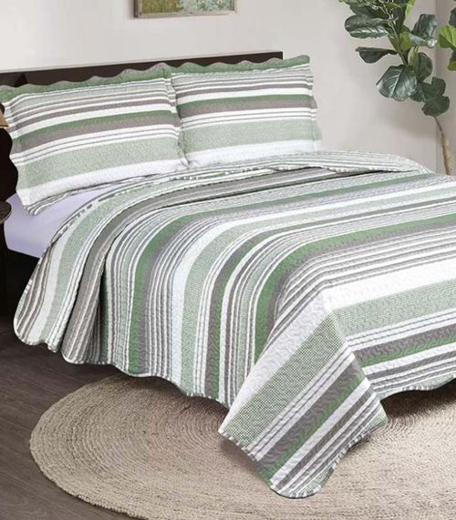 Jogo De Colcha Evolution Patchwork King Camesa Verde