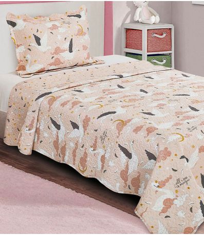 Jogo De Colcha Evolution Patchwork Solteiro Camesa Rosa