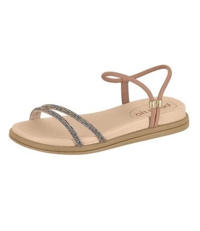 Papete Feminina Com Strass Beira Rio Bege