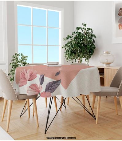 Toalha De Mesa Redonda Wevans Rosa