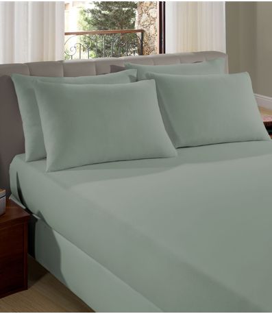Lençol Casal Premium Fio Penteado Liso Vivaldi Verde
