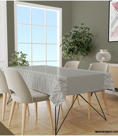 Toalha De Mesa Retangular 6 Lugares Wevans Cinza