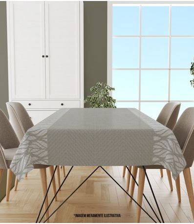 Toalha De Mesa Retangular 6 Lugares Wevans Cinza