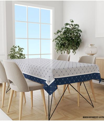 Toalha De Mesa Retangular 6 Lugares Wevans Azul