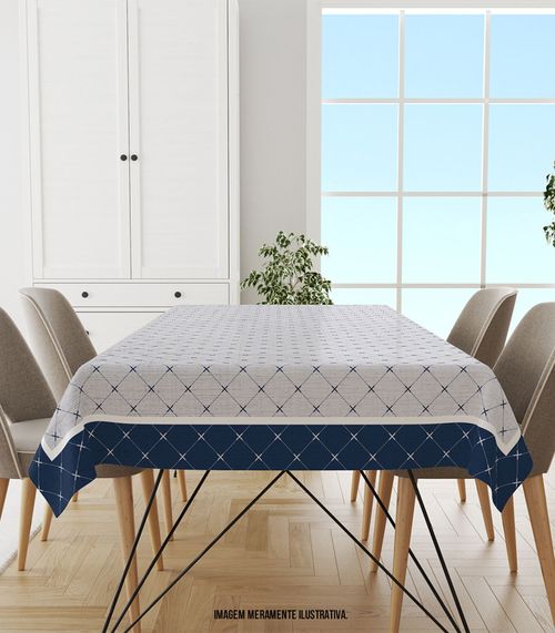Toalha De Mesa Retangular 6 Lugares Wevans Azul