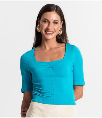 Blusa Feminina Manga Curta Rovitex Azul