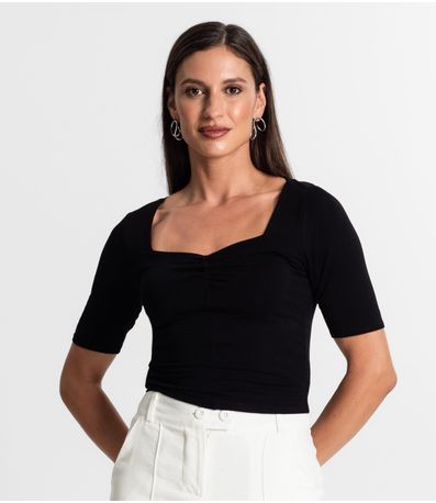 Blusa Feminina Manga Curta Rovitex Preto