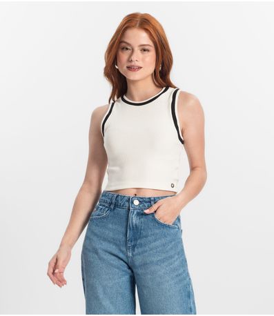 Regata Cropped Feminina Em Ribana Minty Bege