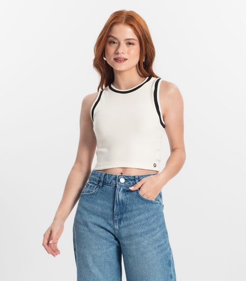 Regata Cropped Feminina Em Ribana Minty Bege