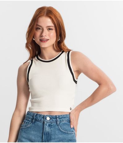 Regata Cropped Feminina Em Ribana Minty Bege