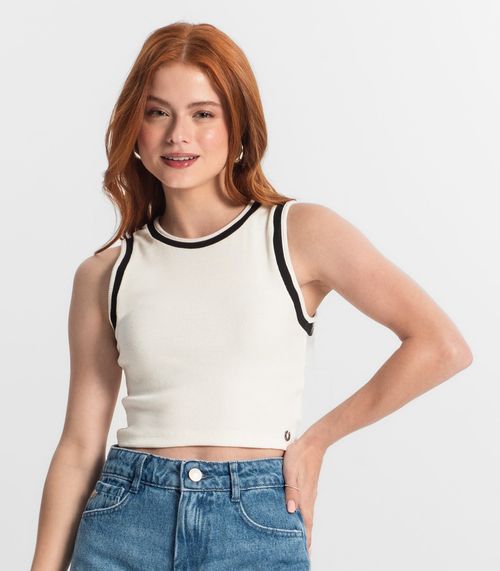 Regata Cropped Feminina Em Ribana Minty Bege