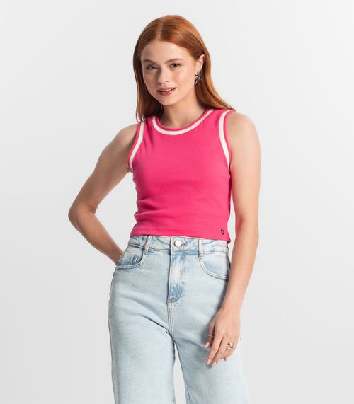 Regata Cropped Feminina Em Ribana Minty Rosa
