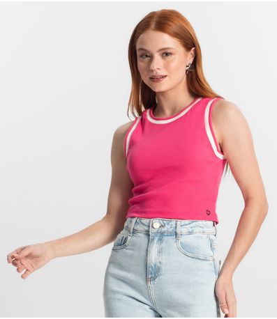 Regata Cropped Feminina Em Ribana Minty Rosa
