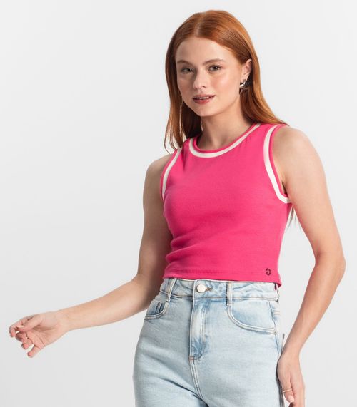 Regata Cropped Feminina Em Ribana Minty Rosa