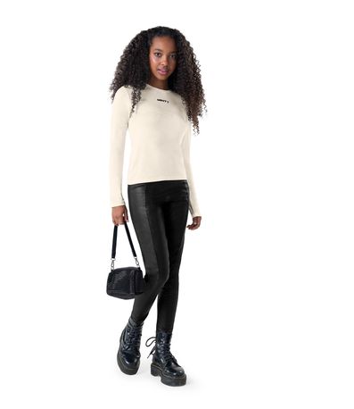 Legging Juvenil Em Material Sintético Minty Preto