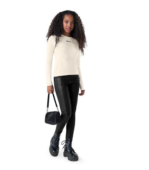Legging Juvenil Em Material Sintético Minty Preto