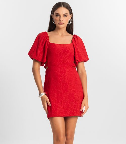 Vestido Feminino Com Manga Bufante Select Vermelho