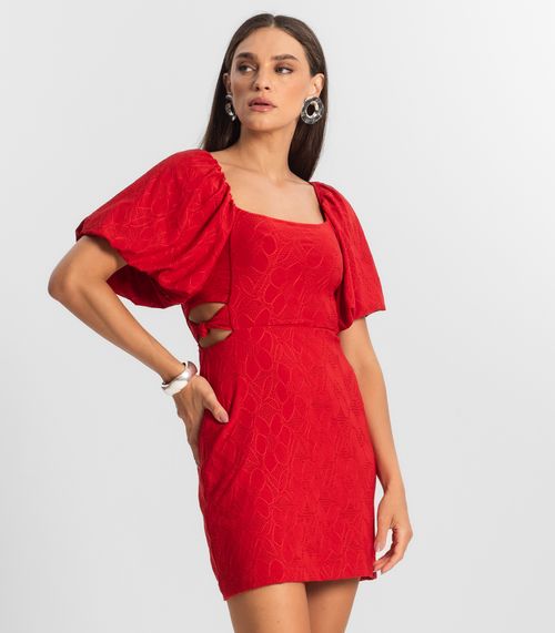 Vestido Feminino Com Manga Bufante Select Vermelho