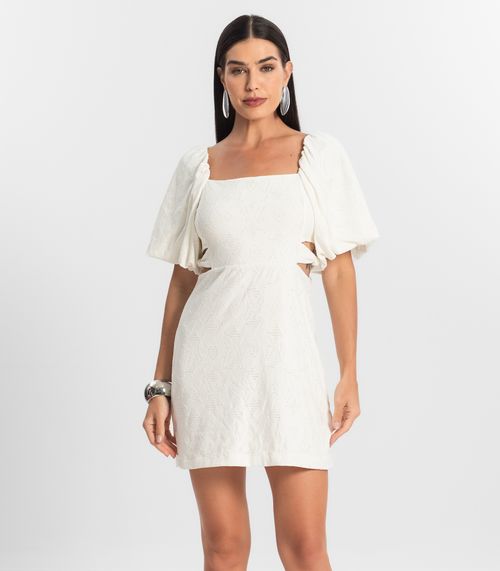 Vestido Feminino Com Manga Bufante Select Branco