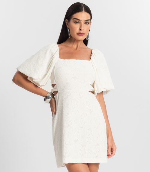 Vestido Feminino Com Manga Bufante Select Branco