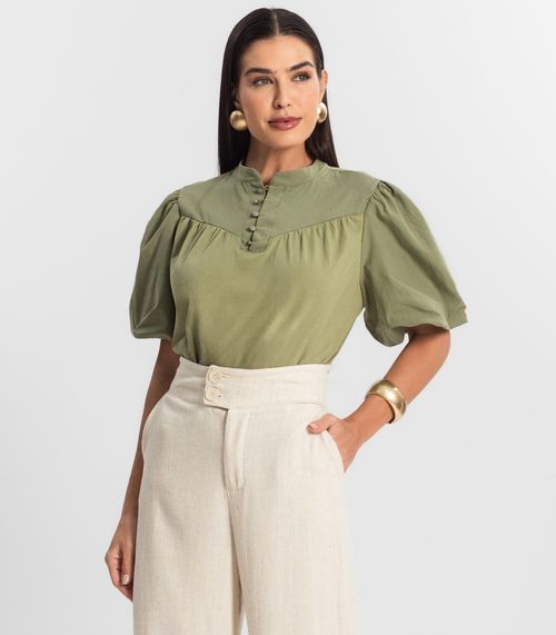Blusa Feminina Com Mangas Bufantes Select Verde