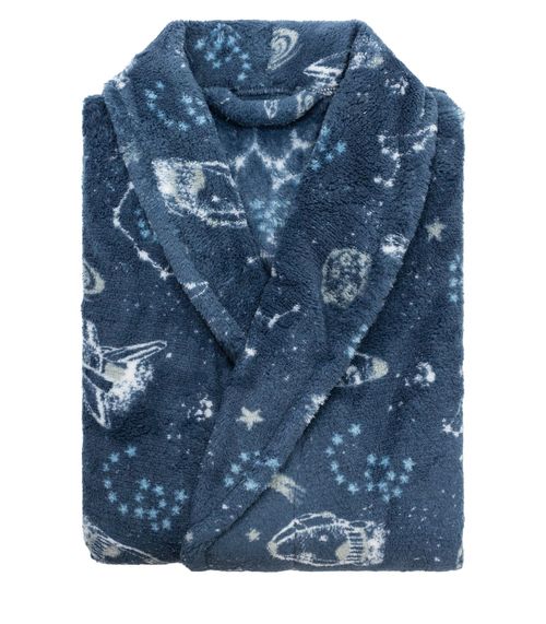 Roupão Infantil Microfibra Estampado Camesa Azul