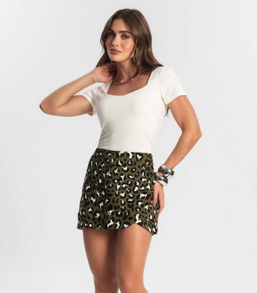 Shorts Saia Feminino Estampado Style Box Verde