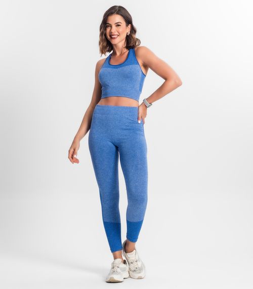 Legging Feminina Cintura Alta Seamless Style Box Azul