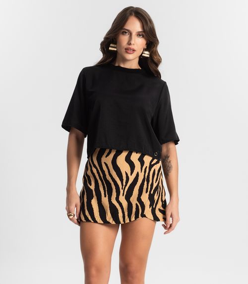 Shorts Saia Feminino Estampado Style Box Marrom